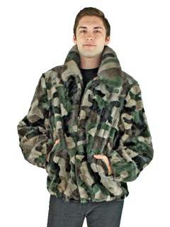 Men's Camo Mink Fur Section Jacket