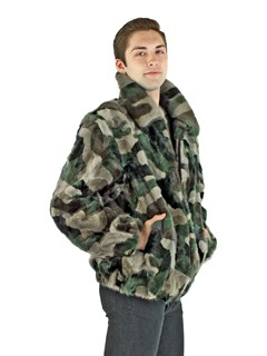 Men's Camo Mink Fur Section Jacket