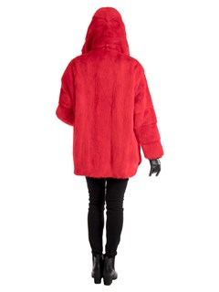 Women's Red Mink Fur Parka Reversible to Black Rain Fabric