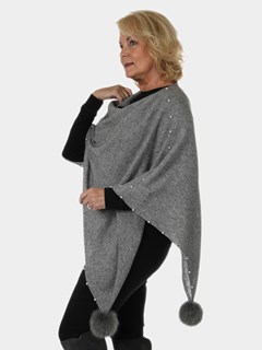 Woman's Grey Fashion Knit Poncho