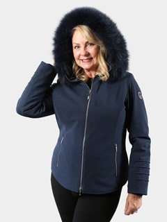 Woman's M. Miller Navy Ski Jacket with Detachable Hood