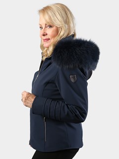 Woman's M. Miller Navy Ski Jacket with Detachable Hood