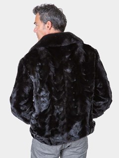 Man's Black Sheared Mink Fur Jacket