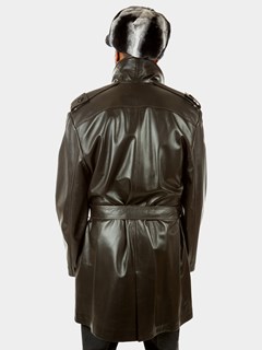 Man's Brown Nappa Leather 3/4 Coat