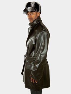 Man's Brown Nappa Leather 3/4 Coat