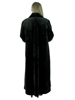 Woman's Black Sheared Mink Fur Coat Reversible to Rain Fabric