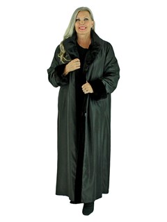 Woman's Black Sheared Mink Fur Coat Reversible to Rain Fabric