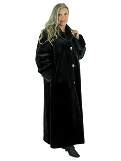 Woman's Black Sheared Mink Fur Coat Reversible to Rain Fabric