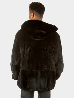 Man's Black Rex Rabbit Fur Parka