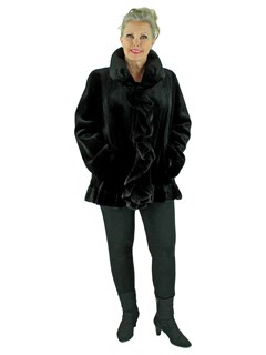 Woman's Black Sheared Mink Fur Jacket