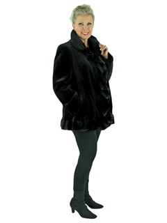 Woman's Black Sheared Mink Fur Jacket