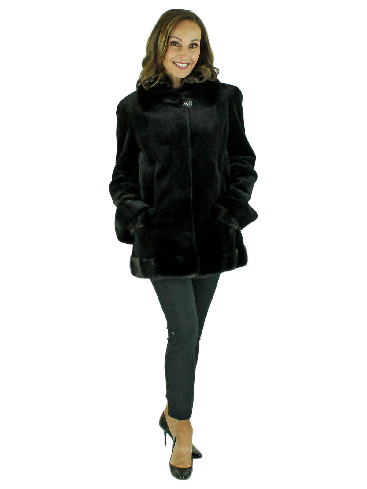 Woman's Black Sheared Mink Fur Jacket