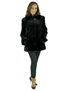 Woman's Black Sheared Mink Fur Jacket