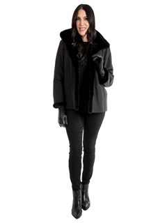 Women's Black Sheared Mink Fur Jacket