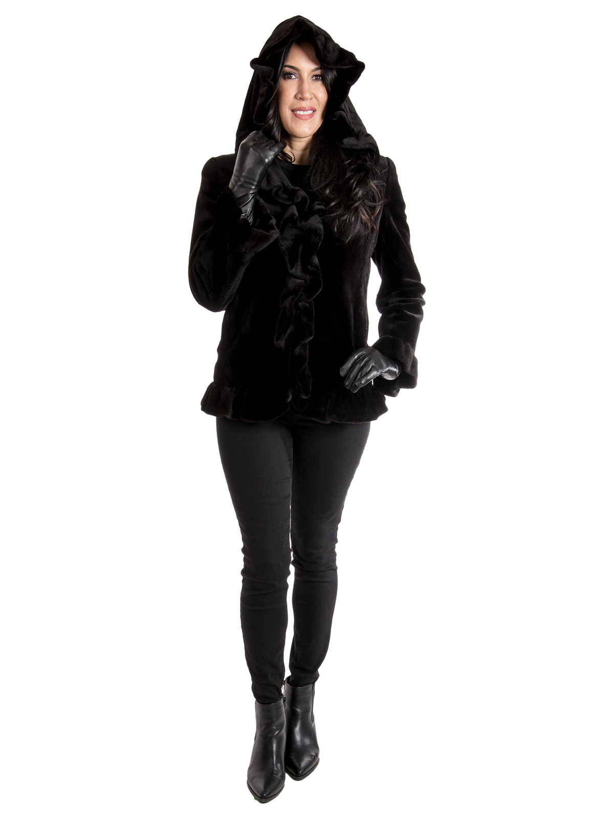 Women's Black Sheared Mink Fur Jacket