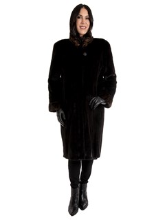 Women's Black Sheared Mink Fur Coat