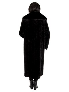 Women's Black Sheared Mink Fur Coat Reversible to Rain Taffeta