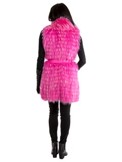 Women's Neon Pink Finnish Racoon Fur Vest