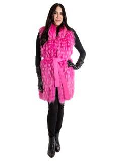 Women's Neon Pink Finnish Racoon Fur Vest