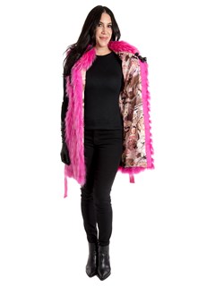Women's Neon Pink Finnish Racoon Fur Vest
