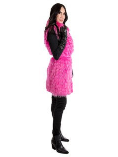 Women's Neon Pink Finnish Racoon Fur Vest