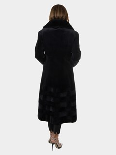 Woman's Navy Sheared Mink Fur Coat