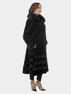 Woman's Navy Sheared Mink Fur Coat