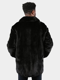 Man's Ranch Mink Fur Jacket Reversing to Rain Taffeta