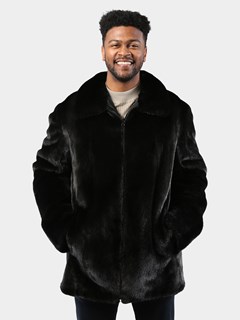 Man's Ranch Mink Fur Jacket Reversing to Rain Taffeta