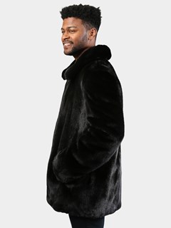 Man's Ranch Mink Fur Jacket Reversing to Rain Taffeta