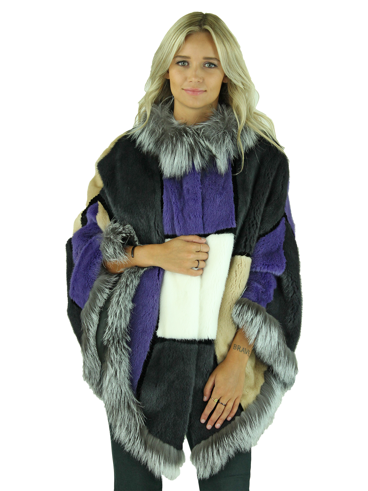 Woman's Multicolored Mink Fur Cape