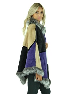 Woman's Multicolored Mink Fur Cape