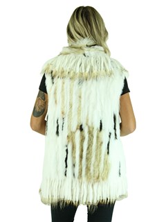 Woman's White Multi-Fur Knitted Vest