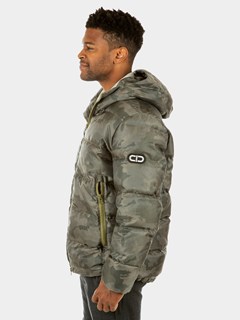 Man's Camo Quilted Down Filled Fabric Parka