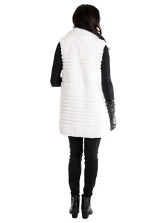 Women's White Rex Rabbit Fur Vest