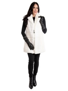 Women's White Rex Rabbit Fur Vest