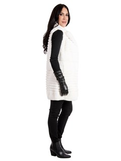 Women's White Rex Rabbit Fur Vest