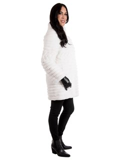 Women's White Rex Rabbit Fur Stroller