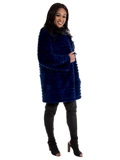 Women's Royal Blue Rex Rabbit Fur Stroller