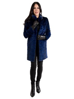 Women's Blue Mink Fur Stroller; Reversible to Wool