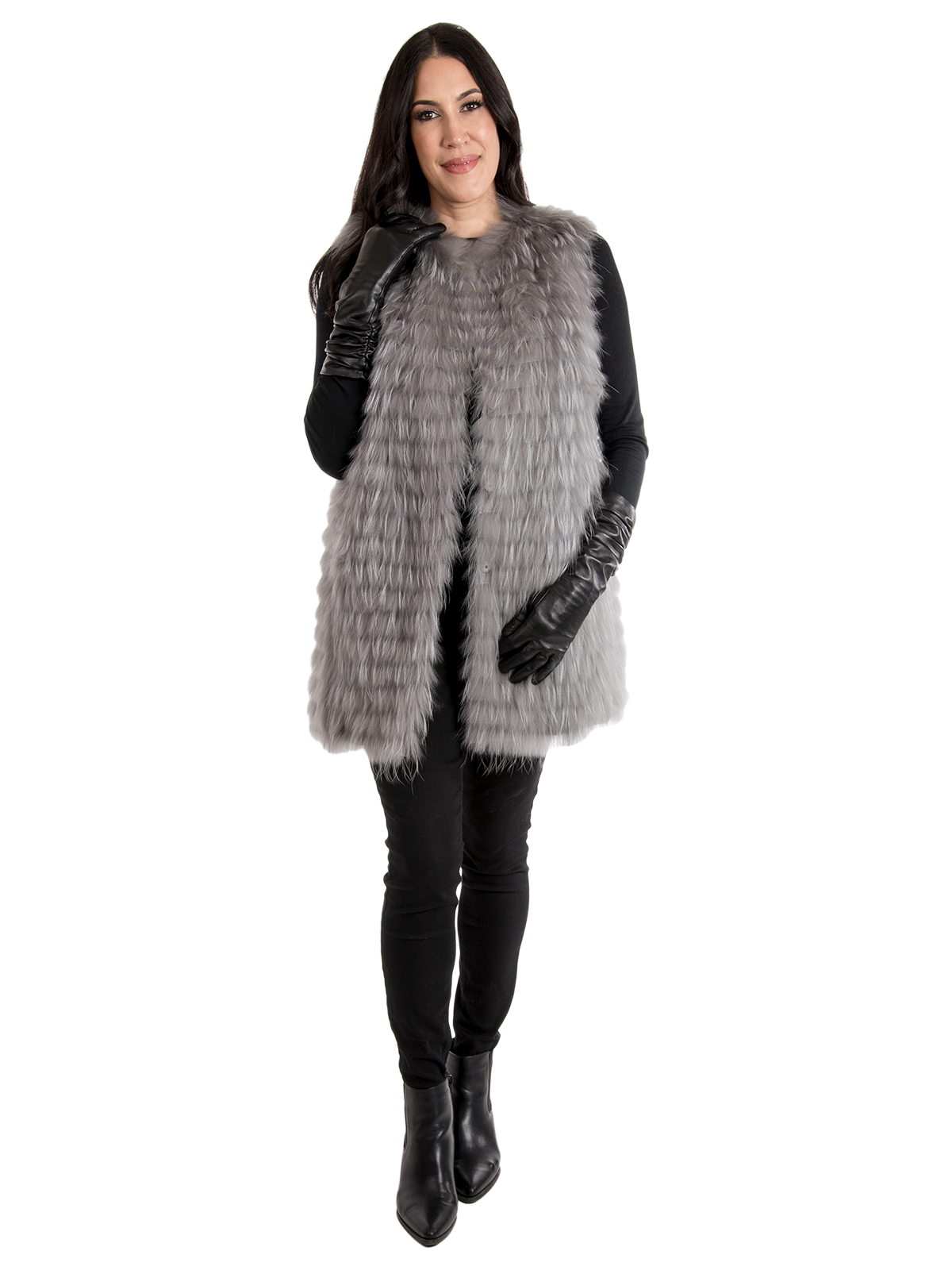 Women's Dyed Finnish Raccoon Fur Vest; Reversible to Down