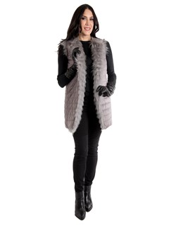 Women's Dyed Finnish Raccoon Fur Vest; Reversible to Down