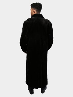 Man's Black Sheared Mink Fur Coat Reversing to Rain Taffeta