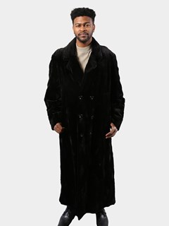 Man's Black Sheared Mink Fur Coat Reversing to Rain Taffeta