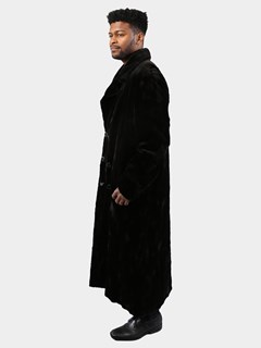 Man's Black Sheared Mink Fur Coat Reversing to Rain Taffeta