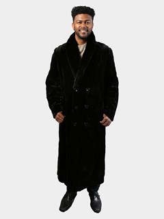 Man's Black Sheared Mink Fur Coat Reversing to Rain Taffeta