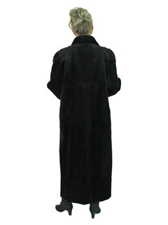 Woman's Black Sheared Mink Fur Coat Reversible to Rain Fabric