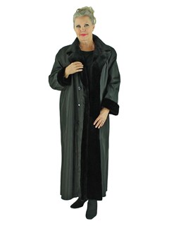 Woman's Black Sheared Mink Fur Coat Reversible to Rain Fabric