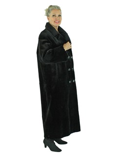 Woman's Black Sheared Mink Fur Coat Reversible to Rain Fabric