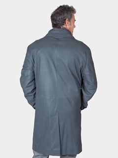 Man's Grey Leather 3/4 Coat